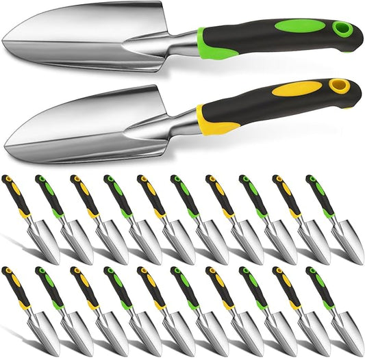 Garden Shovel Aluminum Alloy Heavy Duty Trowel Garden Tool Small Shovels for Digging Metal Hand Trowel Spade with Soft TPR Handle for Lawn Yard Farm Home Shop Planting(24 Pcs)