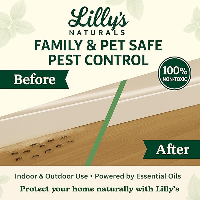 Diatomaceous Earth Food Grade with Peppermint Oil Crawling Insect Killer | Indoor Pest Control Powder for Bed Bug, Roach, Ant, Fleas | Lilly's naturals, 12 fl oz