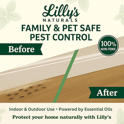 Diatomaceous Earth Food Grade with Peppermint Oil Crawling Insect Killer | Indoor Pest Control Powder for Bed Bug, Roach, Ant, Fleas | Lilly's naturals, 12 fl oz