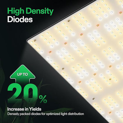 VIVOSUN VS3000 LED Grow Light with Full Spectrum Diodes & Daisy Chain Driver Dimmable Lights Sunlike for Seedling Veg & Bloom 300W Plant Grow Lamps for 3x3/4x4 Grow Tent