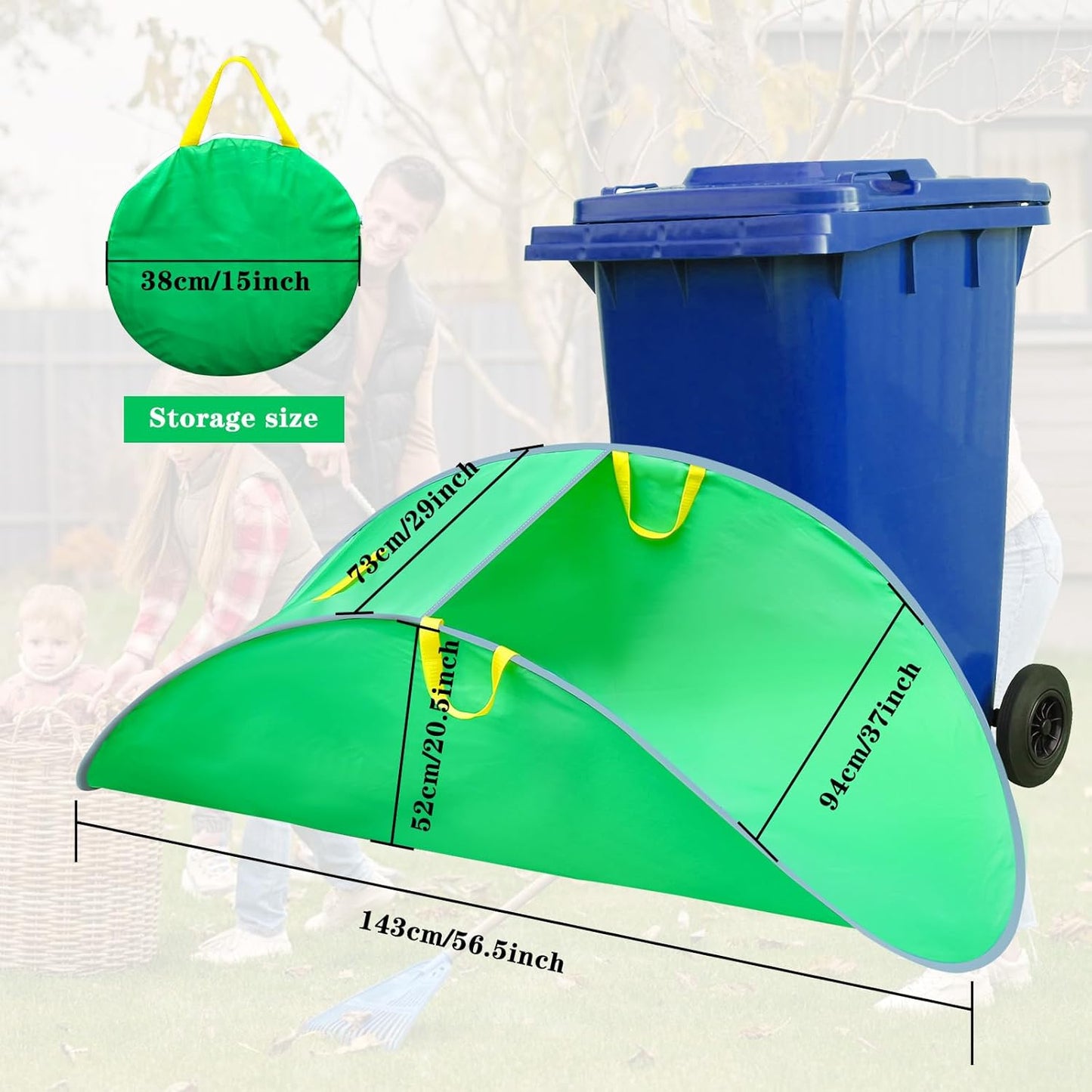 Leaf Collector, Foldable Leaf Bags, Portable Pop Up Lawn and Leaf Collector, Patent Number D1005635, Reusable Yard Garden Bags for Leaves Lawn Trash
