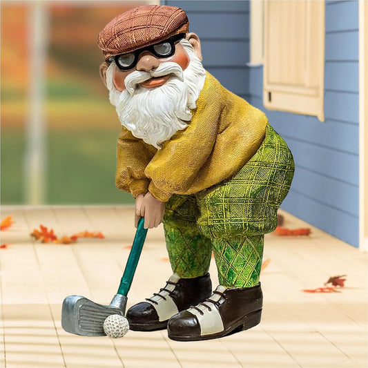 Elenon Golf Gnome Garden Statue Decorative, Adorable Flower Bed Decor Gnome Outdoor Decor, Funny