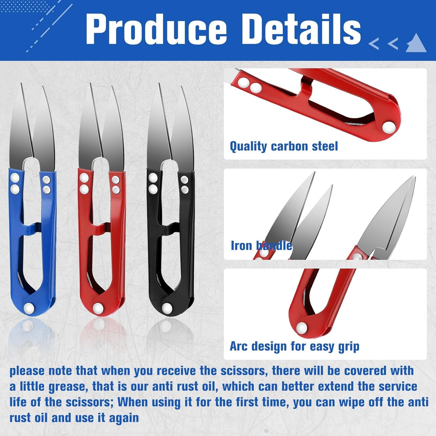 Therwen 48 Pcs 4 Inch Bonsai Pruning Scissors Thread Snips Mini Sewing Scissors U Shaped Bulk Bud and Leaves Trimmer Yarn Carbon Steel Pruners Trimmers for Gardening(Black, Blue, Red)