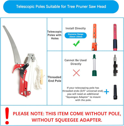 BAYTORY Extendable Tree Pruner Saw Head Without Pole, High-Altitude Branches Trimmer Pruning Shears, Harvester Clipper for Plant Twig Vine, Garden Trimming Tool