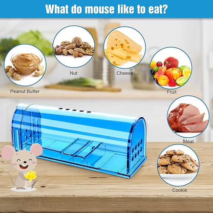 4 Pack Humane Mouse Traps, Live Mouse Traps Indoor for Home, Reusable Mice Small Rat Trap Catcher for House & Outdoors