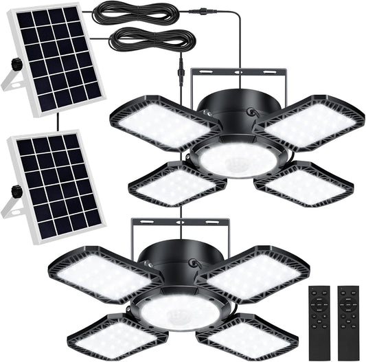 Aqonsie Solar Shed Light Outdoor Indoor, 176LED Solar Powered Motion Sensor Pendant Light Daytime