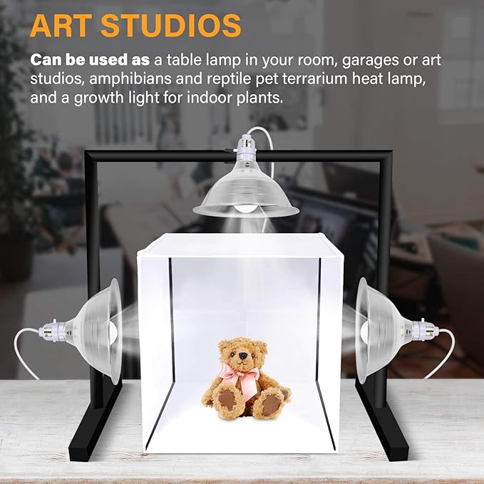 Simple Deluxe Clamp Lamp Light 150 Watt with 8.5 Inch Aluminum Reflector (no Bulb Included), 6 Feet Cord, 1 Pack, White
