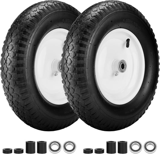 4.80/4.00-8" Air Filled Wheelbarrow Tire,Heavy-Duty Replacement Tire and Inner Tube Set with 3/4 &