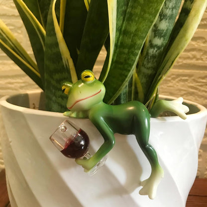 Miniature Frog Figurines Decor Cute Resin Frog Statue Sculpture Garden Planter Pots Indoor Outdoor Patio Balcony Home Desk One Lying