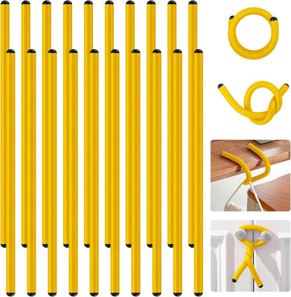 20 Pcs 17 Inch EVA Foam Twist Rubber Ties Reusable Bendable Cable Tie Straps Flexible Heavy Duty Twisty Ties for Organizing Cords Bundling (Yellow)