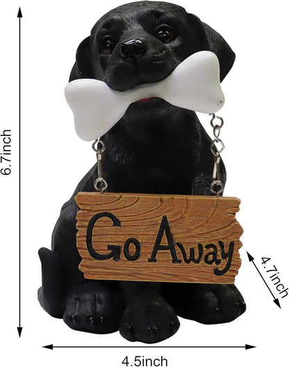 Nature's Mark Black Labrador Retriever Dog Puppy Statue with Welcome Sign Resin Garden Statue Decor 6.7" H