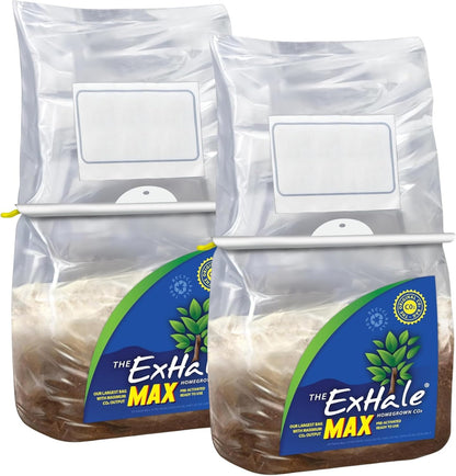 Exhale Homegrown CO2 MAX - Largest CO2 Bags for Indoor Grow Rooms & Grow Tents - Foliage Mushroom Bags (2 Pack)