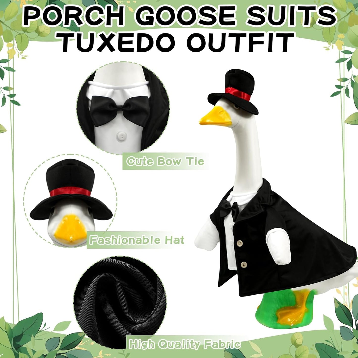 Goose Outfits Wedding Porch Goose Outfits with Suit Blazer Top Hat Bow Ties for Outdoor Garden Yard Decor