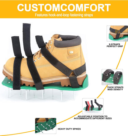 Blueash Lawn Aerator Shoes for Grass, Aerator Shoes for Lawn Aeration 2" Spikes, Aeration Shoes for Lawn with Adaptable Straps for All Shoe Sizes