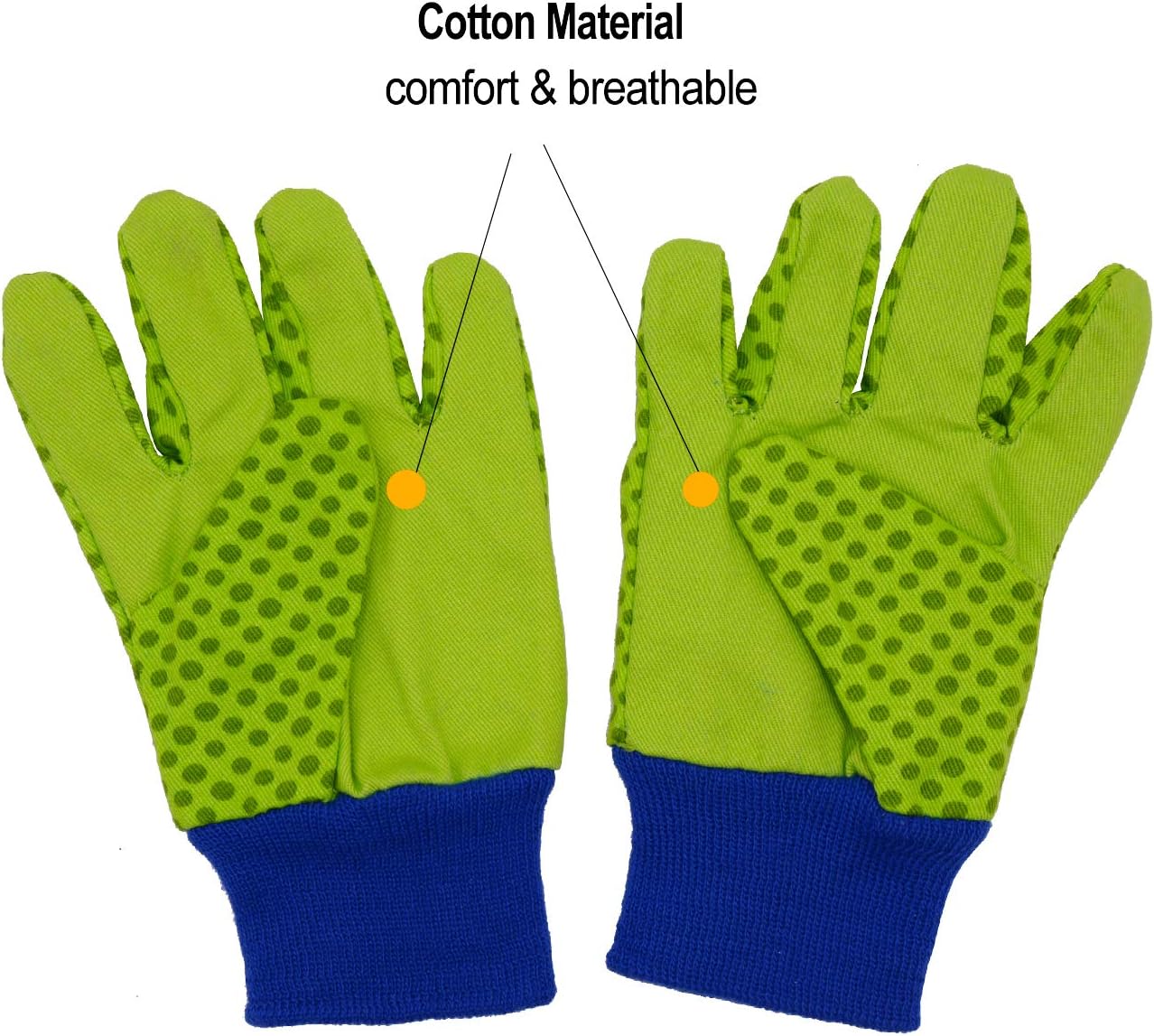 HANDLANDY 2 Pairs Kids Gardening Gloves, Girls Boys Children Garden Work Play Gloves (Green Ladybug & Dot, Small)