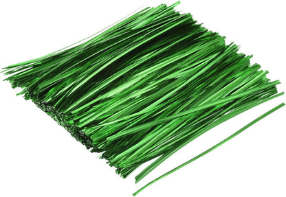 MECCANIXITY Foil Twist Ties 7" 18cm Metallic Plastic Closure Tie for Tying Bread, Candy, Cookies, Gift Bags Arts Crafts Ties Green Pack of 750
