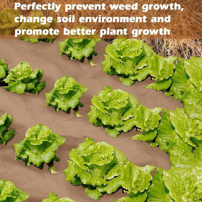 4 x 50 Ft Biodegradable Paper Weed Barrier Heavy Duty Biodegradable Landscape Fabric Garden Bed Grass Garden Paper Weed Control Barrier Weed Paper for Landscaping