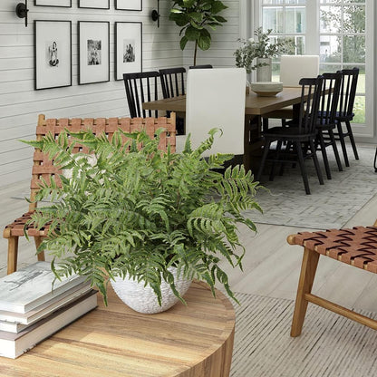 Fake Plants Stem Artificial Boston Fern 19" Green Fake Greenery Branches 2 Pcs UV Resistant Faux Plant Bushes for Home Indoor Outdoor Garden Wedding Bouquet Table Decor