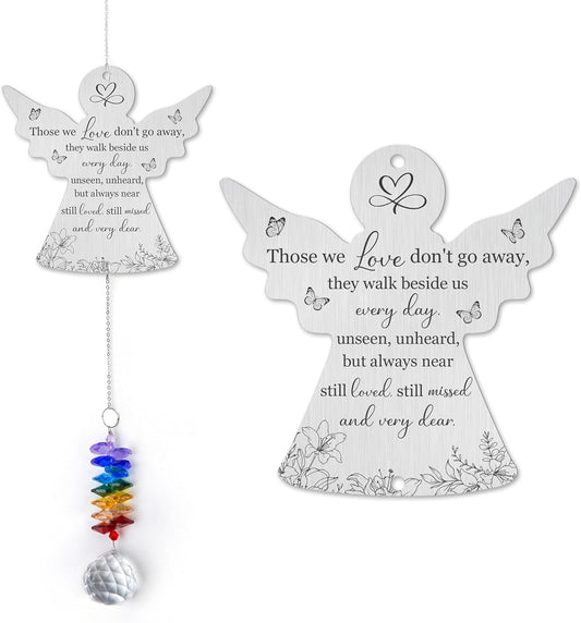 Memorial Suncatcher Ornament - Those we Love Don't go Away - Sympathy Gift for Loss of Loved One - Crystal Rainbow Maker - Bereavement Hanging Crystal Decor - Loss of Mom Dad Friend Pet
