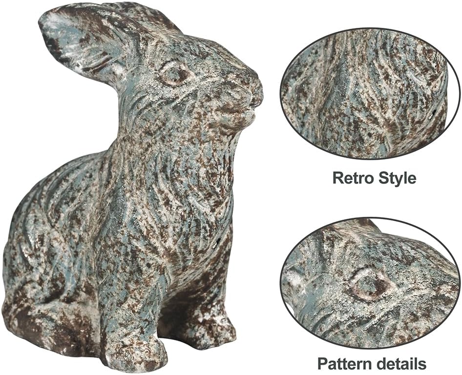 All Chic Bunny Decor Garden Statue Cement Rabbit Statue for Home Garden Indoor Outdoor Statues for Yard,Front Yard Decor,Easter Rabbit Figurines（Blue）