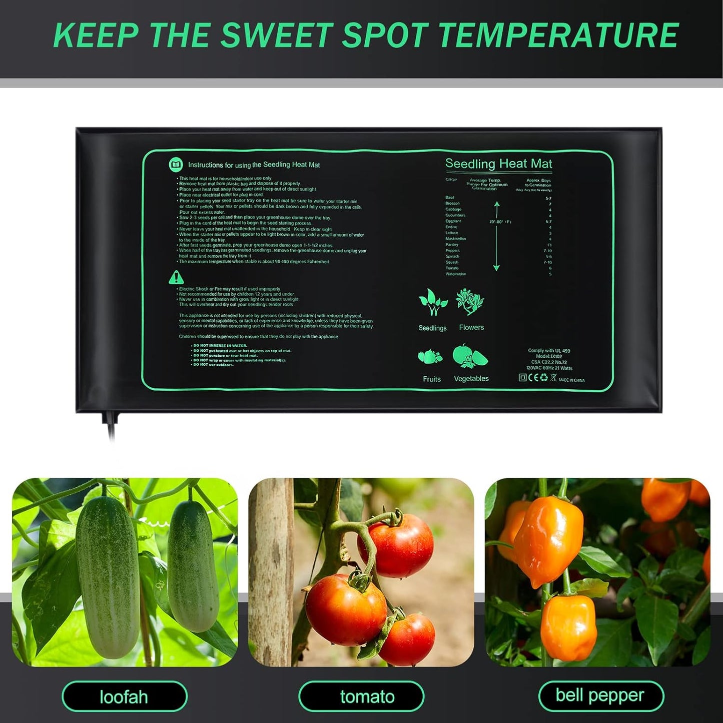 4 Pack Seedling Heat Mat Heating Mat for Seedlings Grow Mats Waterproof Hydroponic Heating Pad Heat Plant Heating Mat for Indoor Plants Grow Seed Starting Greenhouse(10" x 20.75")