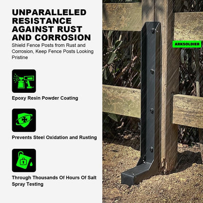 Fence Post Repair Kit - One-Piece Steel Anchors & Stakes to Quick Fix Broken/Leaning 4x4/6x6 Wood Posts Support (Thickened 11-Gauge, 8-Pack)