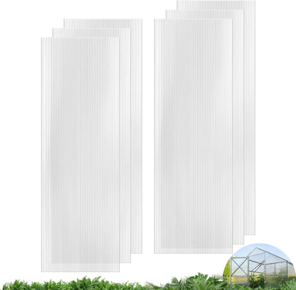 UMIG 6 PCS 6' x 2' x 0.24'' Polycarbonate Greenhouse Panels, Twin-Wall Waterproof UV Protected Corrugated Plastic Roof Panels Sheets, Clear Replacement Panels for Greenhouse, Outdoor, Plant