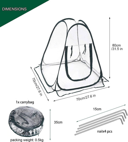 Porayhut Pop Up Greenhouse Cover,Pack of 3 Pcs,Flower House Mini Gardening Plant Flower Sunshine Room Room,Backyard PVC Greenhouse Cover for Cold Frost Protector Gardening Plants