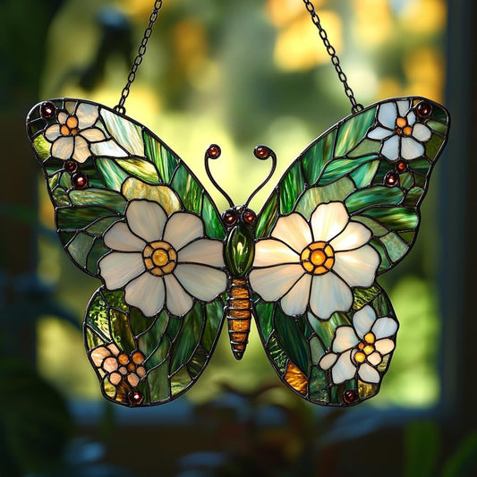 Daisy Fresh Butterfly Acrylic Suncatcher Stained Glass Effect Window Car Hanging Christmas Ornament