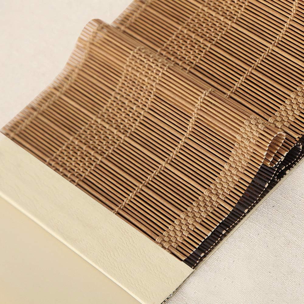 LETAU Wood Window Roman Shades, Bamboo Light Filtering Window Blinds for Outdoor Garden, Patio, Arbor, Porch, Pattern 7