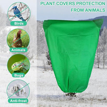 4 Pack Plant Covers Freeze Protection 31.5" x 47" - 2.2oz Trees Covers Frost Blanket Plant Frost Cloth for Outdoor Plants Shrubs Flower Fruit with Zipper Drawstring Green