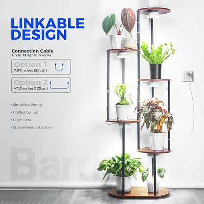 Barrina Orbgrow OG09 Puck Grow Light, 5000K 18W(2 x 9W, 270 Watt Equiv), Full Spectrum Plant Light for Indoor Plants, Magnetic & Linkable with Timer, 5 Levels Dimmable for Plant Shelf, 2 Packs