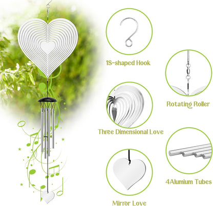 Wind Chimes with Heart Wind Spinner, Outdoor Garden Decor Wind Spinner for Women, Mom, Retirement, Teacher, Parents Birthday, Memorial, Garden Porch Patio Home Decor