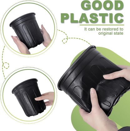 Anyumocz 60 Pcs 1 Gallon Flexible Plant Nursery Pots,Thickened Soft Plastic Seedling Pot with Holes,Flower Plant Container for Succulents,Cuttings,Transplanting,Home Garden(Black)