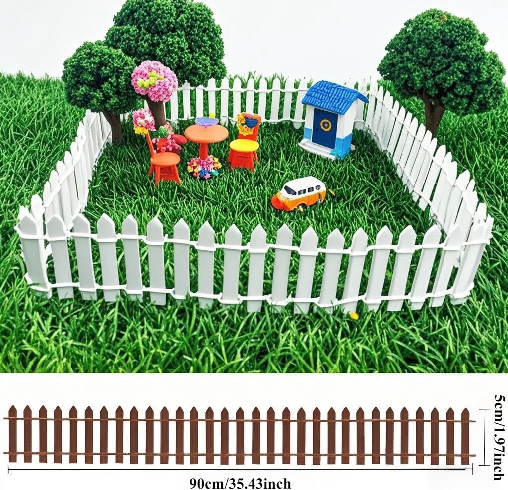 Miniature Fairy Garden Fence 35 Inches,Fairy Garden Accessories Outdoor Wood Picket Fence,DIY Flowerpot Decoration DIY Wood Picket Fence, Miniature Garden Decoration Mini Ornament for Dollhouse