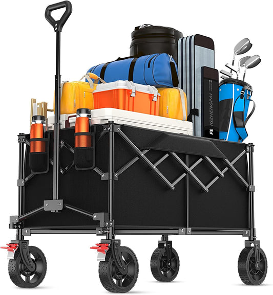 180L Large Capacity Collapsible Wagon Carts with Wheels,Foldable Wagon with 330LBS,Heavy Duty