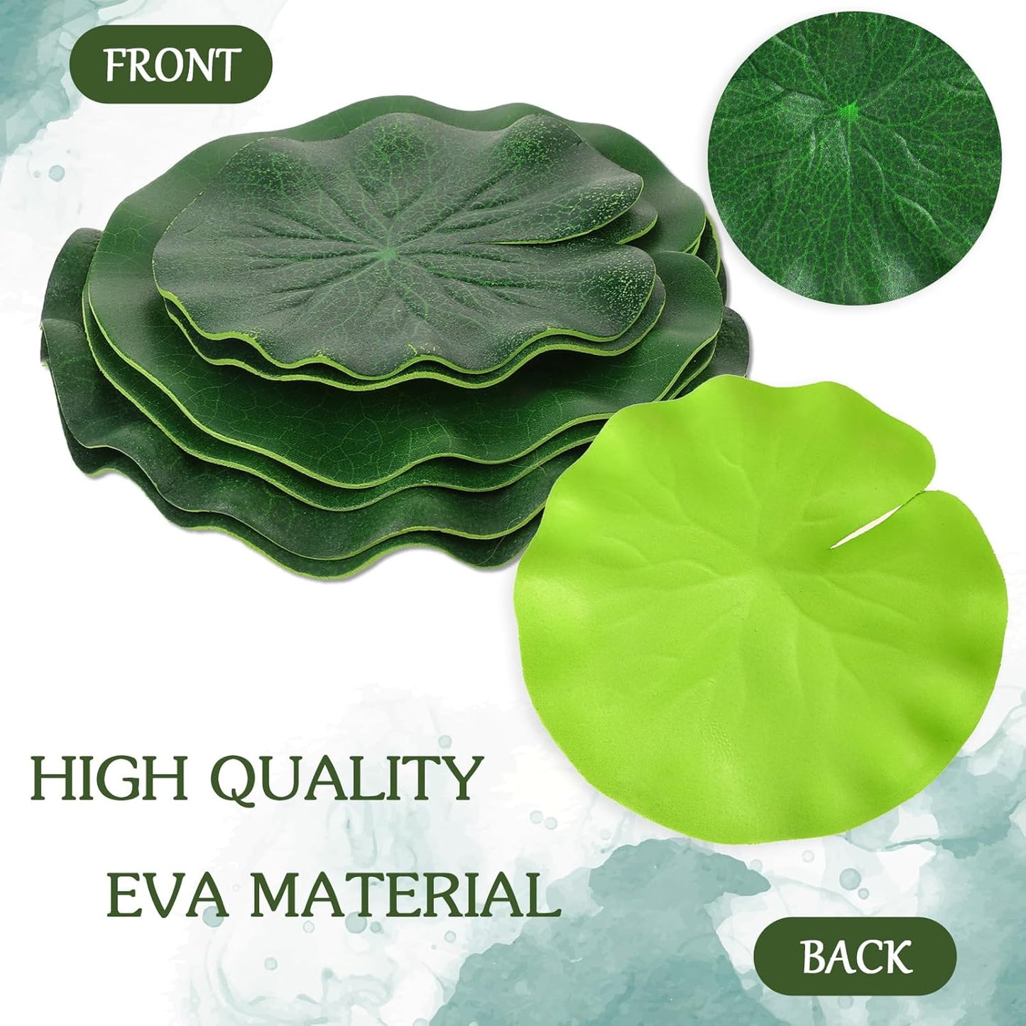 6Pcs Fake Lily Pads, 3 Sizes Floating Artificial Lily Pads Decorations, Realistic Pond Plants Decor for Pool Patio Aquarium Fountain
