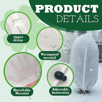 2 Packs Plant Covers Freeze Protection Frost Cloths for Outdoor Plants with Zipper Drawstring Jacket Cover Bags for Shrub Bush Tree Potted Cold Weather Garden Warm Insulation (white, 31.5" W x 47"H)