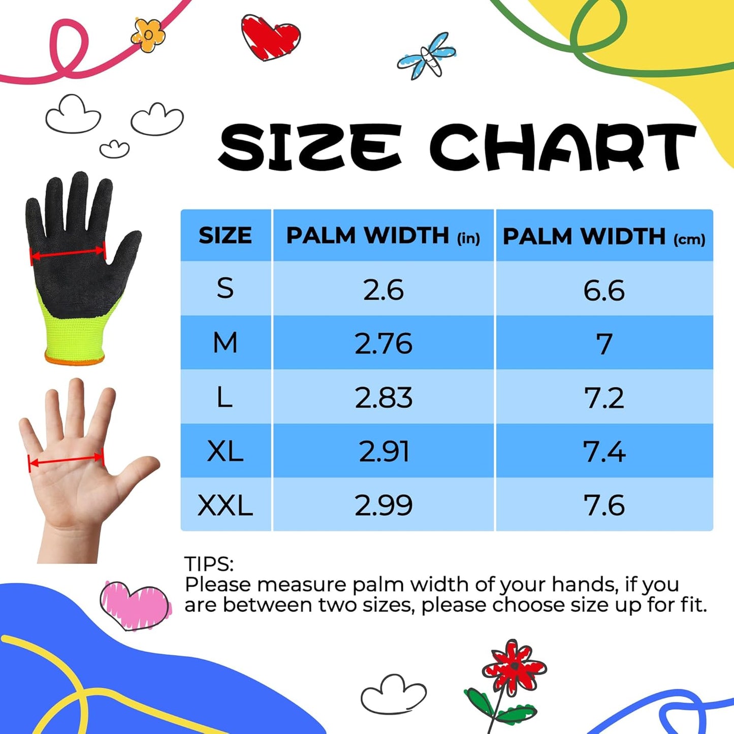 HANDLANDY 3 Pairs Kids Gardening Gloves Latex Free, Nitrile Coated Children Toddler Garden Yard Work Gloves for Little Girls Boys (Size M, Black-Green)