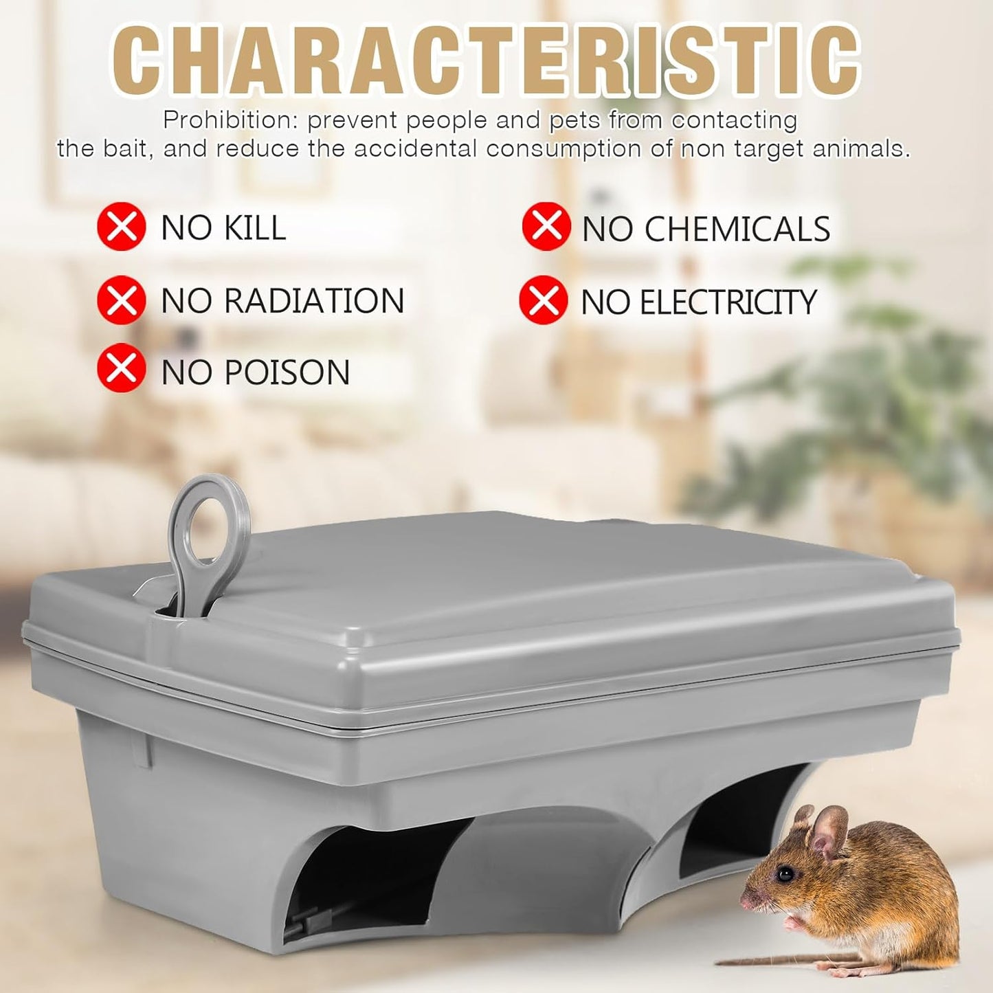 Qualirey 6 Pack Rat Bait Stations with 6 Keys Reusable Heavy Duty for Rodents Outdoor Mouse Poison Holder Large Station Traps for Mice Pests, Bait Not Included(Grey)