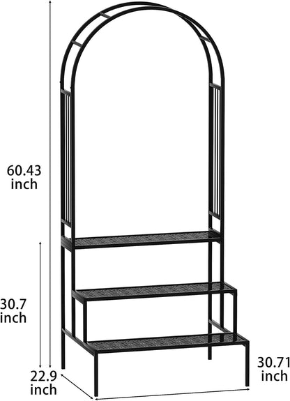 Garden 4 you 3 Tier Metal Plant Stand Garden Arch Arbor Trellis for Outdoor Display Shelf Flower Pot Holder Storage Organizer Rack for Indoor Home,Patio Balcony Yard(Black, Arch)…