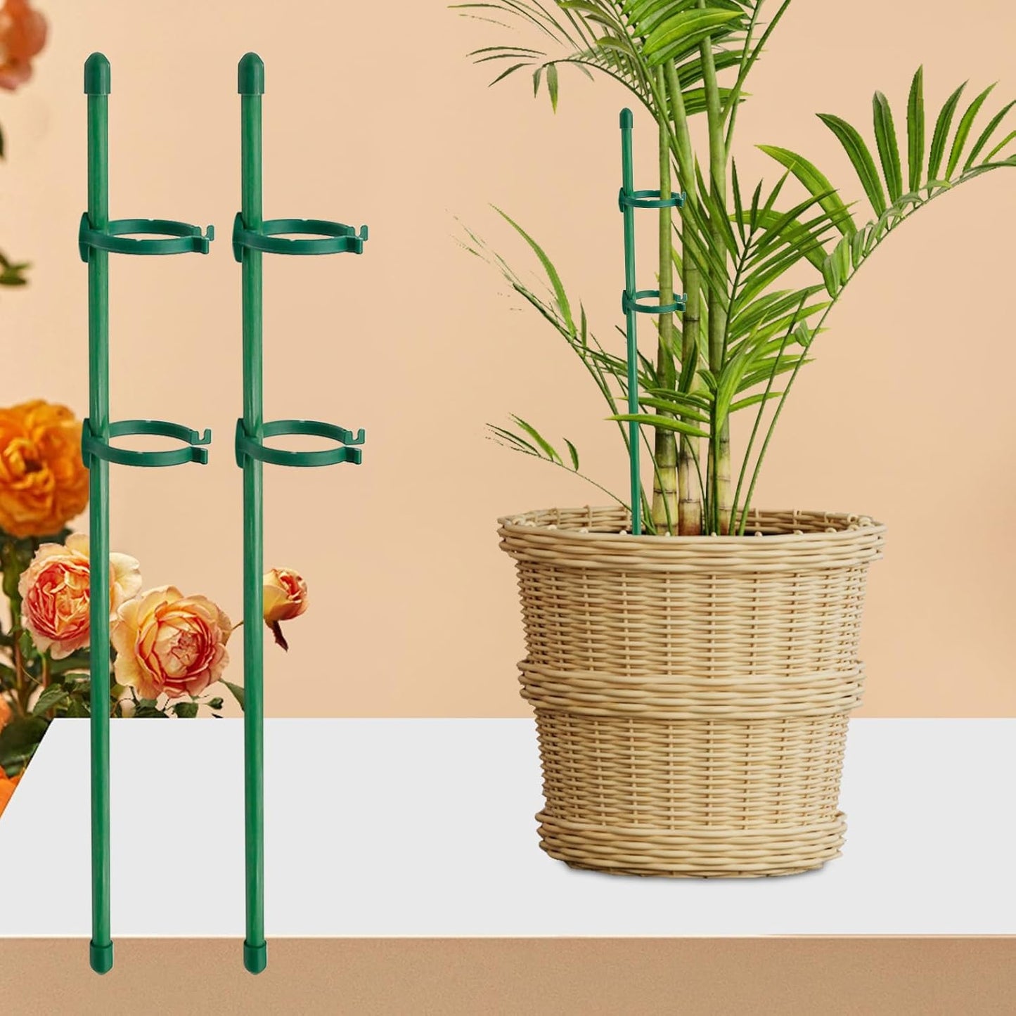 20-Piece Set of Adjustable Plant Stakes with Clips and Connecting Pipes for Orchids Roses Tomatoes and Other Single-Stem Flowers Measuring 11.8 Inches