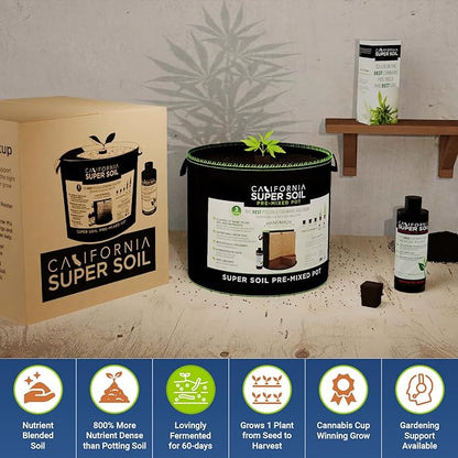 PreMixed Super Soil 7 Gallon Pot - Every Thing Included for The Perfect Grow (add only Seed and Water)