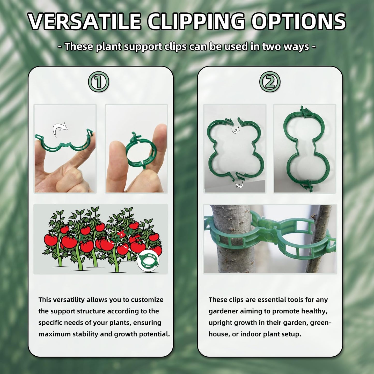 300 pcs Plant Support Clips, VEINARDYL Plastic Secured Garden Clips Trellis Clips for Climbing Plants Tomato Clips Vegetable Clips Flowers Stem Vine Fixing Clips for Plants Upright Outdoor Plants