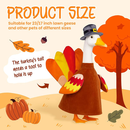 Thanksgiving Turkey Goose Outfit Autumn Fall Porch Goose Clothes 23'' Silly Lawn Geese Costume for Garden Yard Patio Outdoor Decor