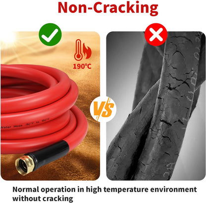 Garden Hose 200ft x 3/4” Hot Water Hose, Heavy Duty -50°F to 190°F,Burst 600Psi Flexible Upgraded Rubber Hoses,3/4” Solid Fittings for All-weather Outdoor Lawn & Garden