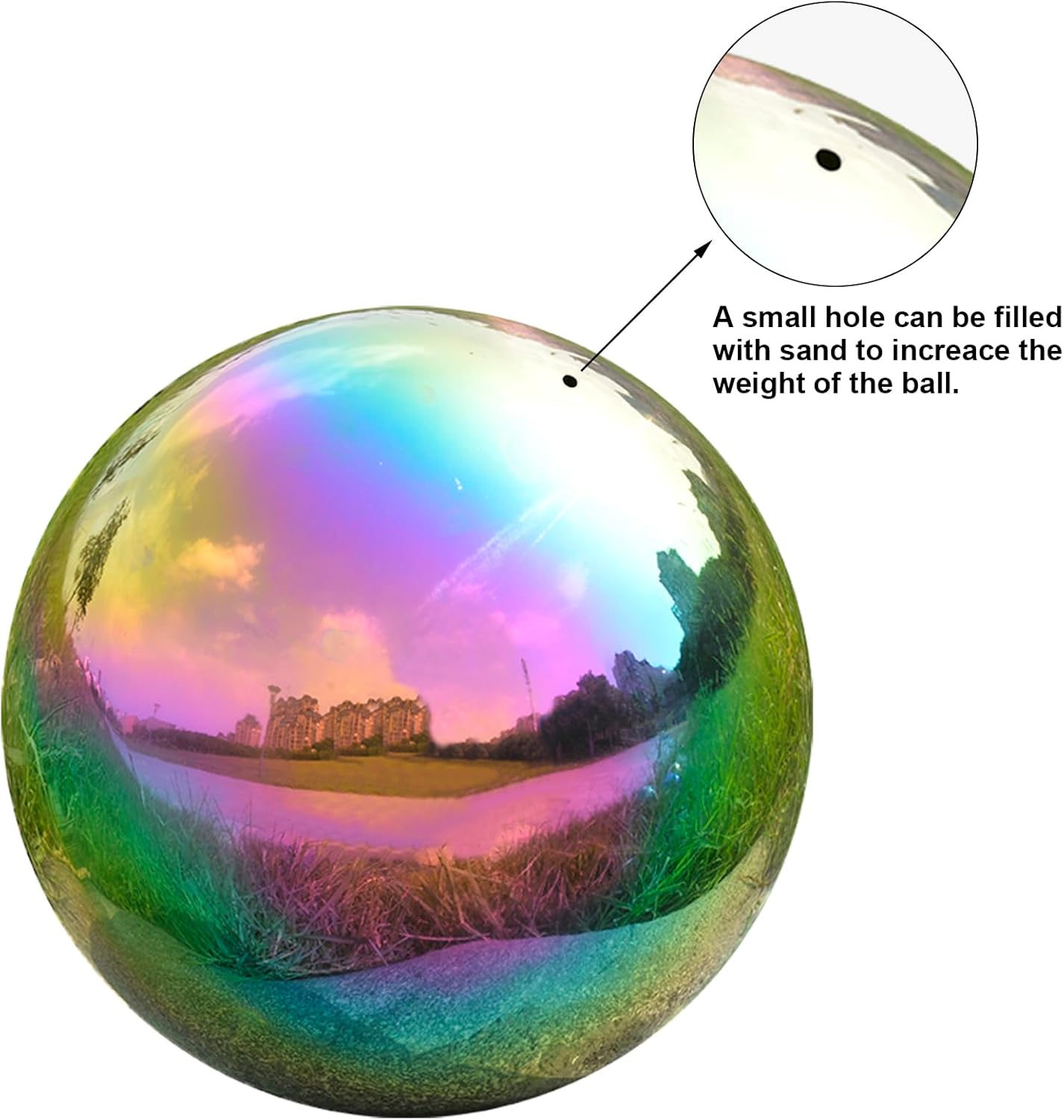 Nerien 6 Inch Gazing Ball, Stainless Steel Garden Mirror Globe, Polished Ornament Sphere, Hollow Floating Reflective Hemisphere, Home Outdoor Pond Housewarming Swimming Pool Decoration Gift, Rainbow