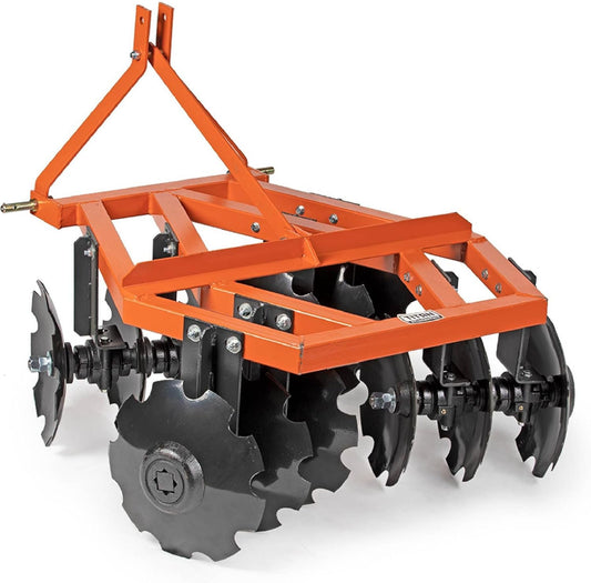 Titan Attachments 3 Point 4ft Notched Disc Harrow Plow Attachment for Cat 1 Tractors, Concave Discs for Tilling, Loosening and Lifting Soil