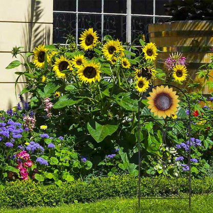 hogardeck Garden Decor for Outside, 34" Sunflower Decorative Garden Stakes for Spring Outdoor Decor, Rustproof Metal Trellis for Climbing Plants Porch Patio Lawn Yard Art