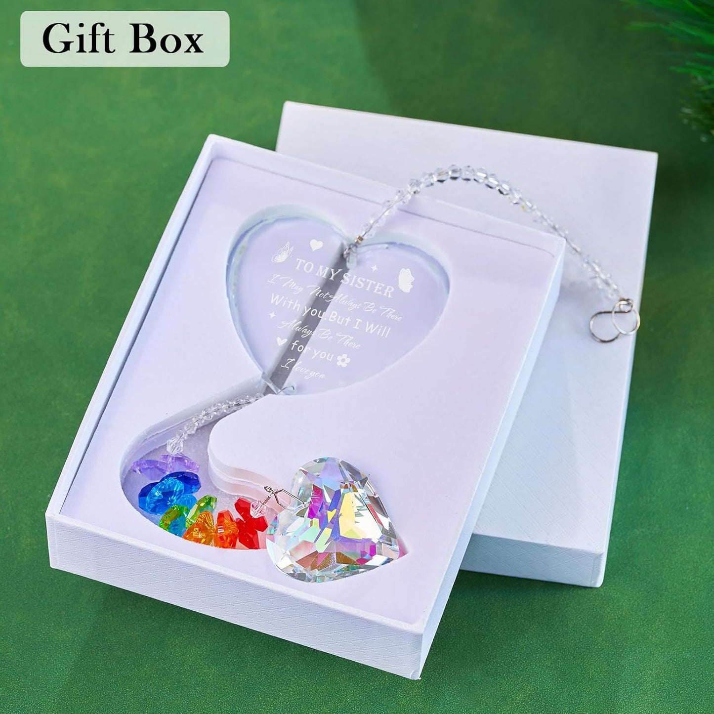 Crystal Suncatcher Gifts for Sister Birthday, Sisters Gifts from Sister, Unique Gifts for Sister, Window Hangings Home Decoration Christmas (Sister Gift)